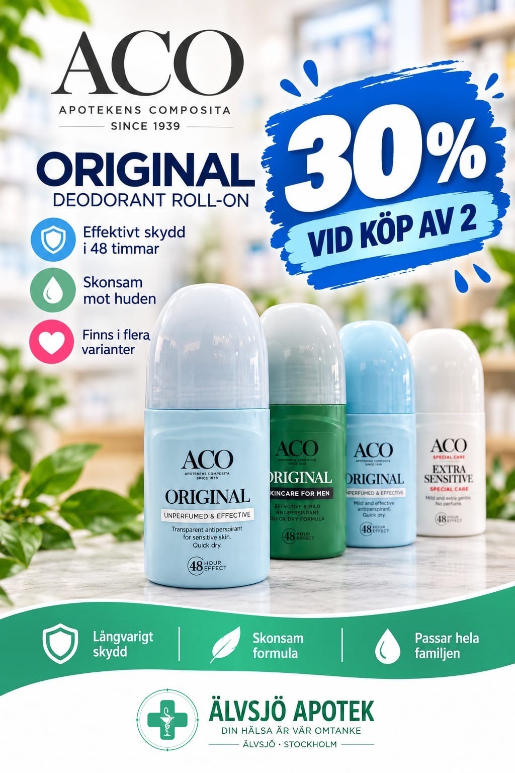 ACO Original Deodorant Roll-on – 30% vid köp av 2
